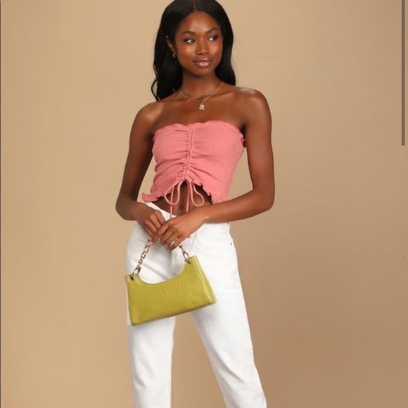 NEW Lulu’s Rebel with a Cause Dusty Rose Ribbed Ruched Tube Top - Picture 2 of 8